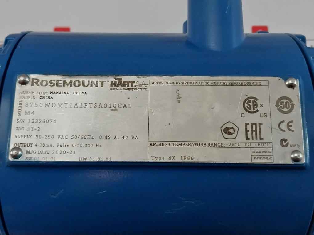 Rosemount 8750Wdmt1A1Ftsa010Ca1M4 Hart Communication Protocol Magnetic Flowtube