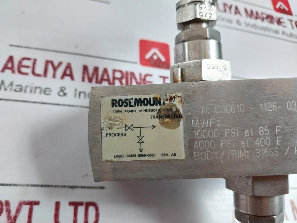 Rosemount C30610-1126-0300 Gage/Transmitter Manifold 10000 Psi Rev Ab