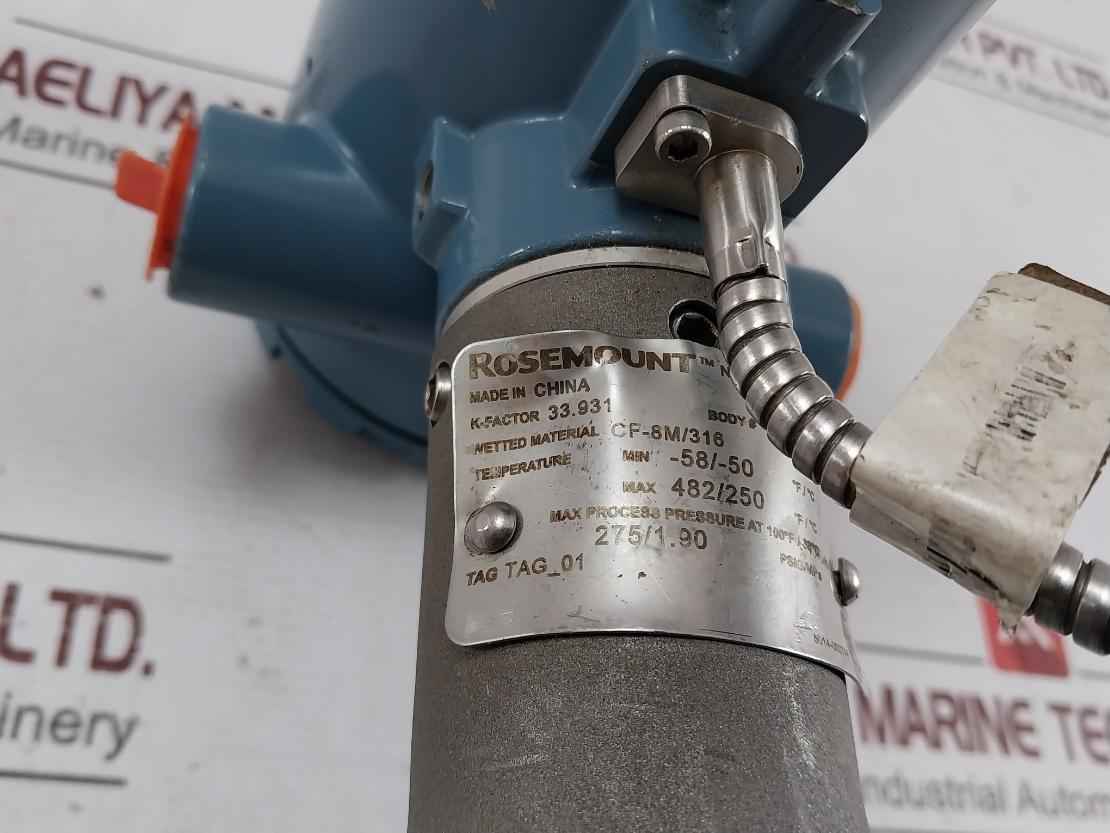 Rosemount Cf8M Vortex Type Flow Meter Cf-8M/316, K-factor 33.931 100F/38 Celsius