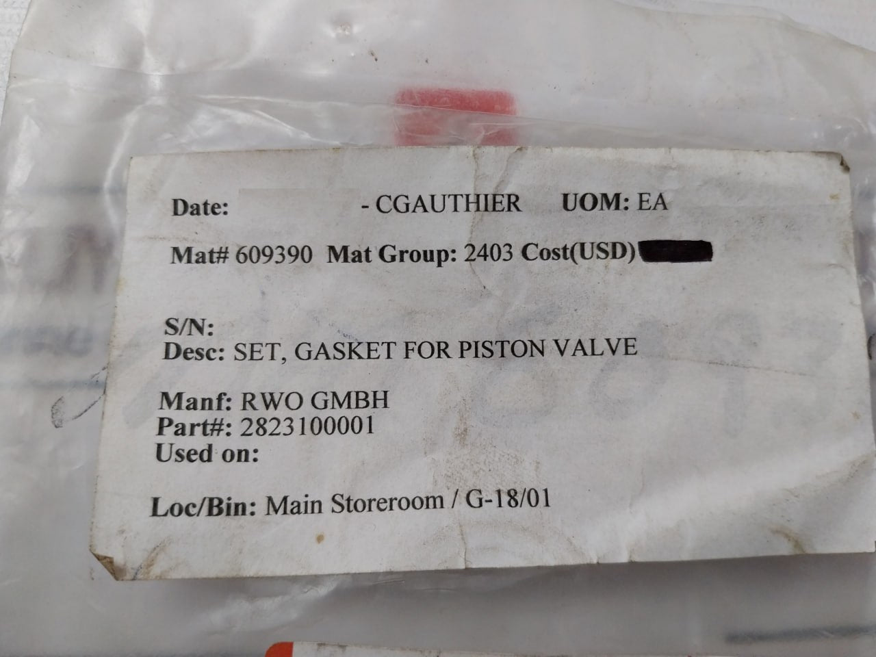 Rwo 2823100001 Gasket Set For Piston Valve 5936302501