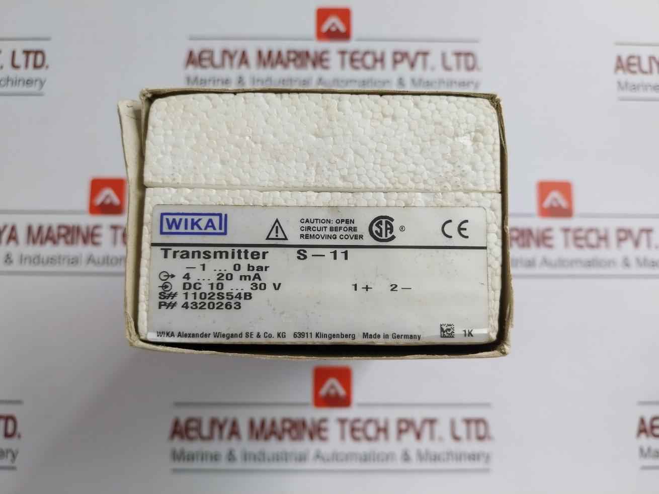 S-11 Pressure Transmitter -1 To 0 Bar 4-20 Ma Wika