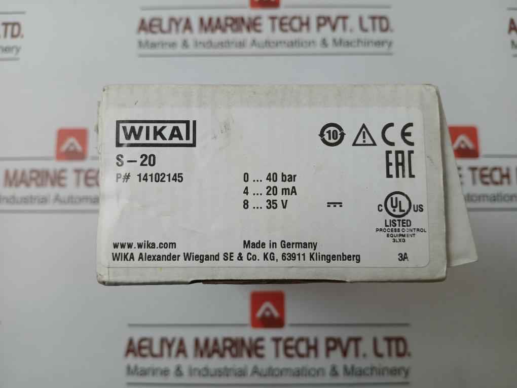 S-20 Pressure Sensor Transmitter Power Supply 8-35V Max.25Ma Wika