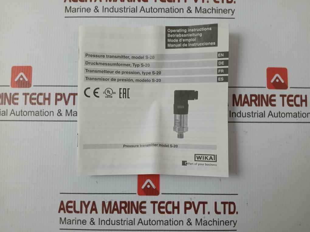 S-20 Pressure Sensor Transmitter Power Supply 8-35V Max.25Ma Wika