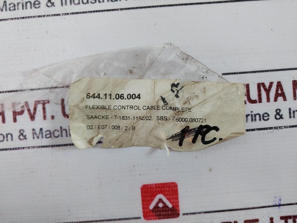 Saacke 7-1831-1152/02 Flexible Control Cable Complete