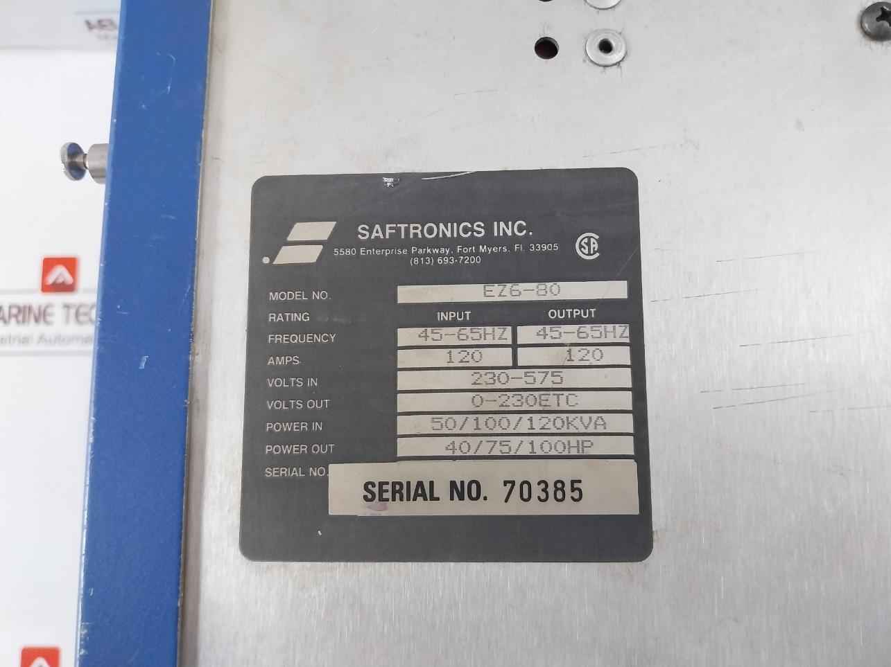 Saftronics Ez6-80 Solid State Starter 3-phase 45-65Hz,120 Amps
