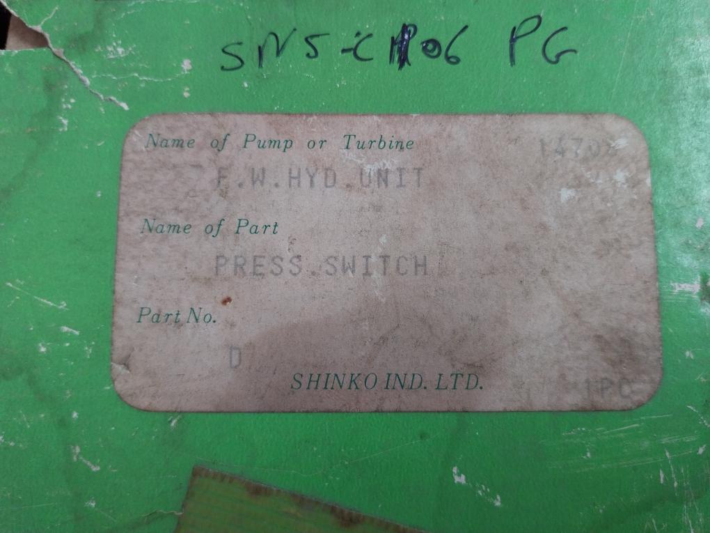 Saginomiya Pressure Control Switch Range-0.06~0.6 Mpa Sns-c106Pg