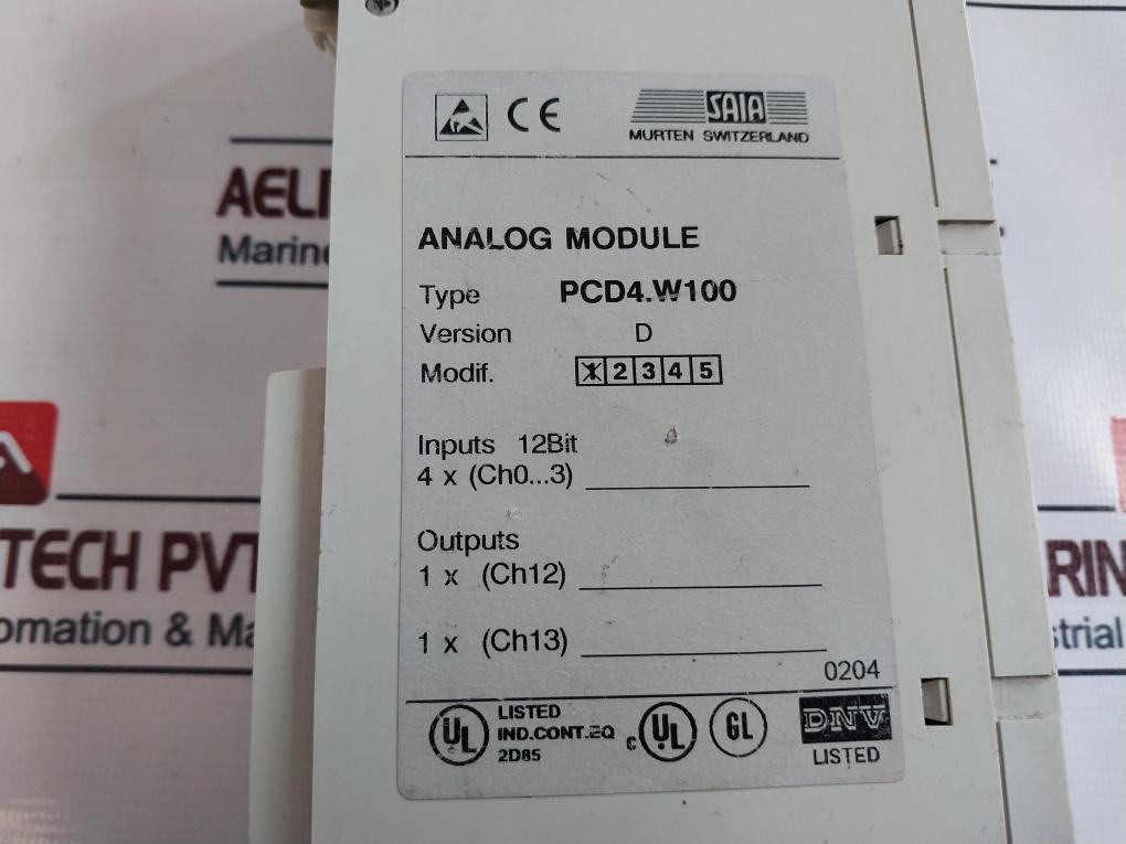 Saia Pcd4.W100 Analog Module Version: D