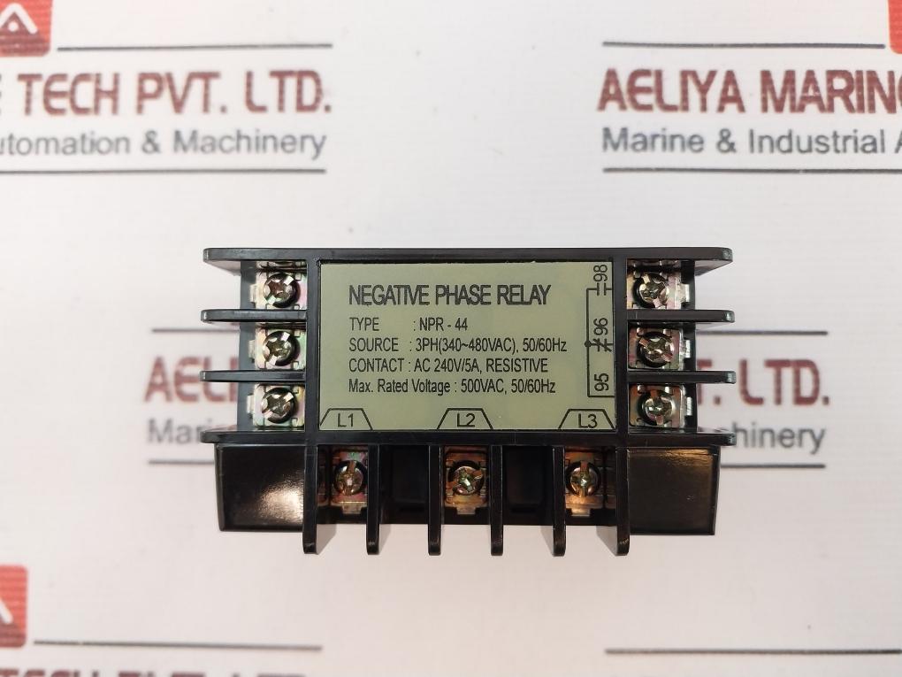 Samwha Npr-44 Negative Phase Relay 5A 3 Ph (340~480 Vac), 50/60Hz