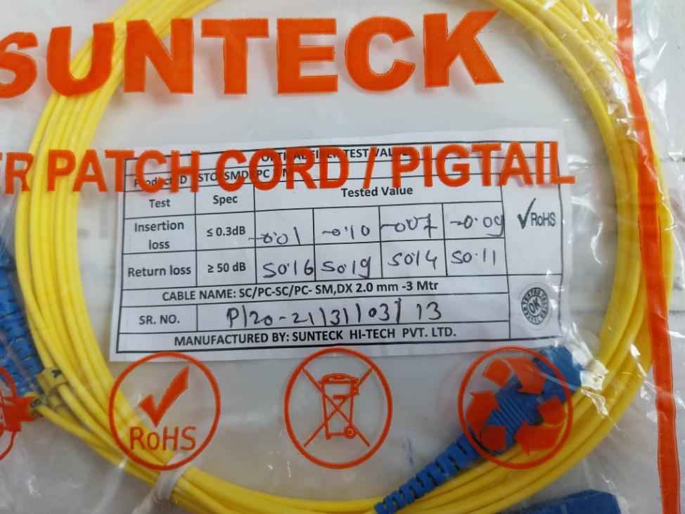 Sc Pc Sc Pc Single Mode Fiber Patch Cord Set Stofsmdxpc 3M Duplex 9/125 Sunteck
