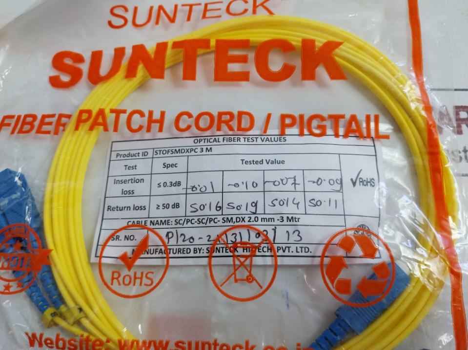 Sc Pc Sc Pc Single Mode Fiber Patch Cord Set Stofsmdxpc 3M Duplex 9/125 Sunteck