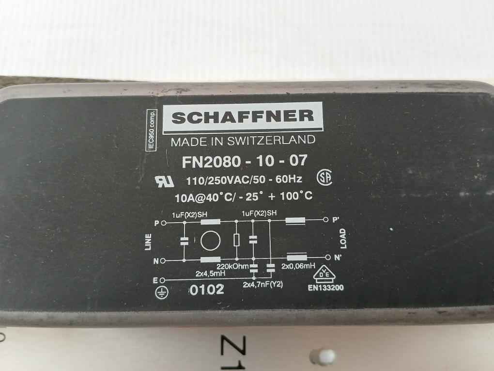 Fn2080-10-07 Schaffner 110-250Vac/50-60Hz Power Line Filter