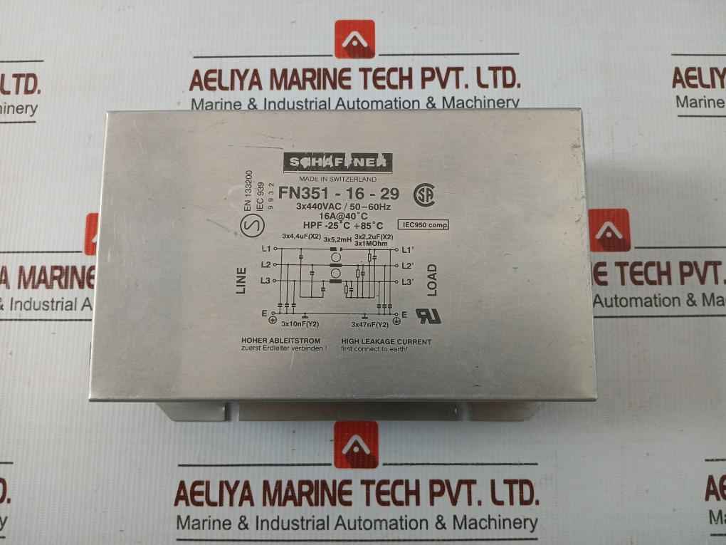 Schaffner 50-60 Hz Power Line Filter Fn351-16-29