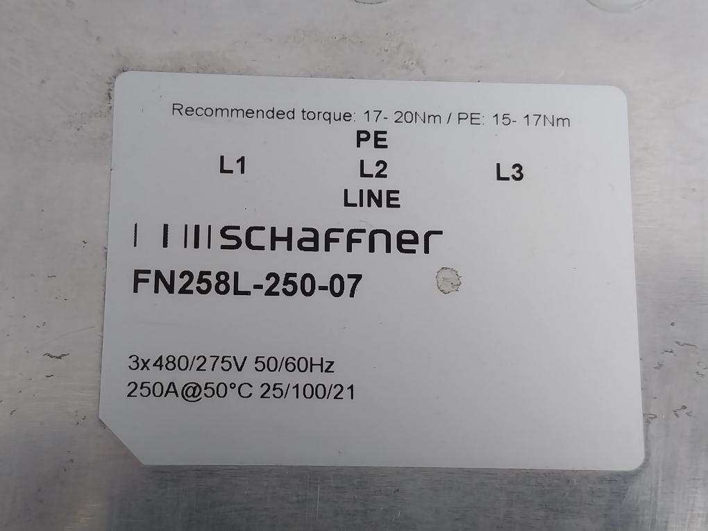 Schaffner Fn258L-250-07 Emc/Rfi Filter 600V 230A 4/0-2 Awg