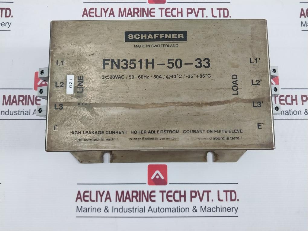 Schaffner Fn351H-50-33 Electro-magnetic Interference Filter 300V 65A