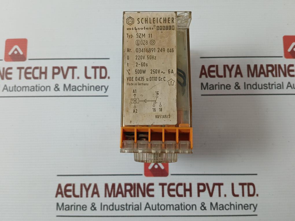 Schleicher Szm 11 Time Delay Relay 220V 50Hz 2-60S 500W 250V- 6A K85148/2 D07-21