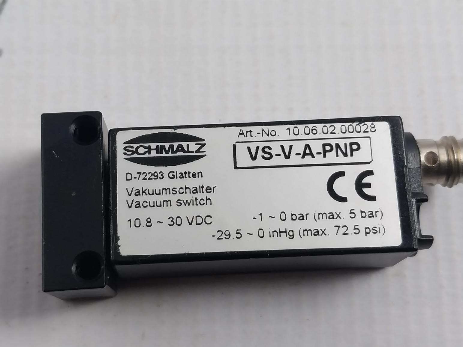 Schmalz Vs-v-a-pnp Vacuum Pressure Limit Switch Kit 10.8-30 Vdc 10060200028