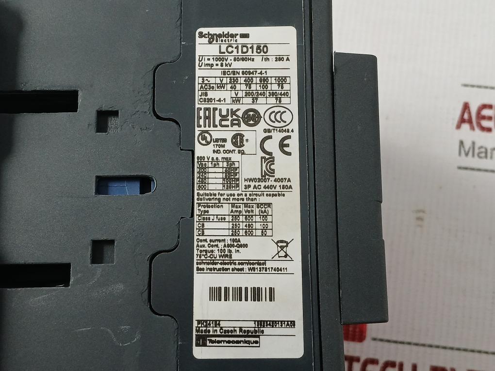 Schneider Electric 3P Ac440V 150A 50/60Hz Lc1 D150 Tesys Contactor Lc1 D150R7