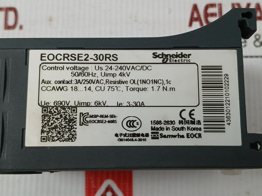 Schneider Electric 690V Electronic Overcurrent Relay Eocrse2-30Rs
