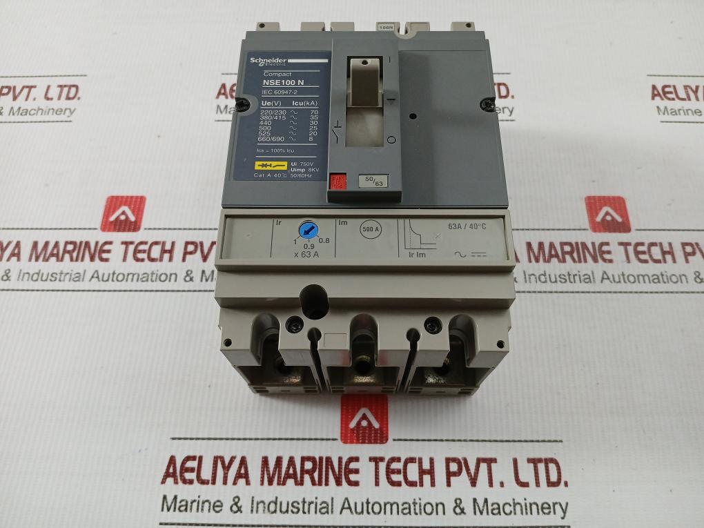 Schneider Electric 750V 50/60Hz Ompact Molded Case Circuit Breaker Nse100N3063