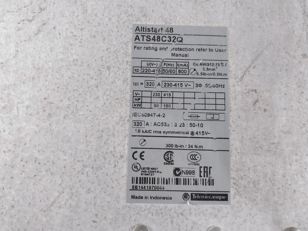 Schneider Electric Altistart 48 ATS48C32Q Soft Starter For Asynchronous Motor