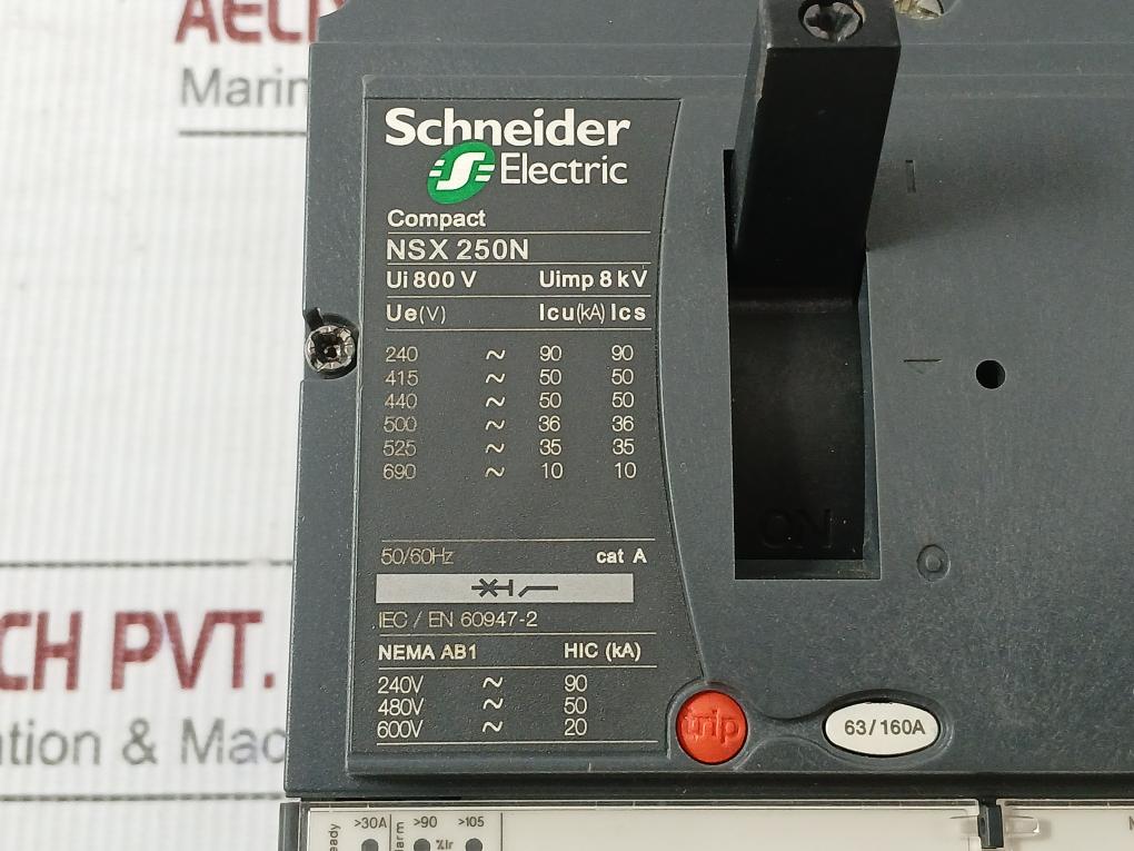 Schneider Electric Compact Circuit Breaker 3N161521058 800V 50/60Hz Part No Nsx 250N