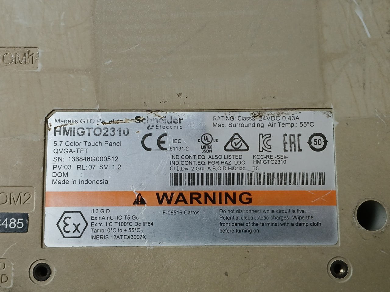 Schneider Electric Hmigto2310 5.7 Advanced Touchscreen Panel 61131-2