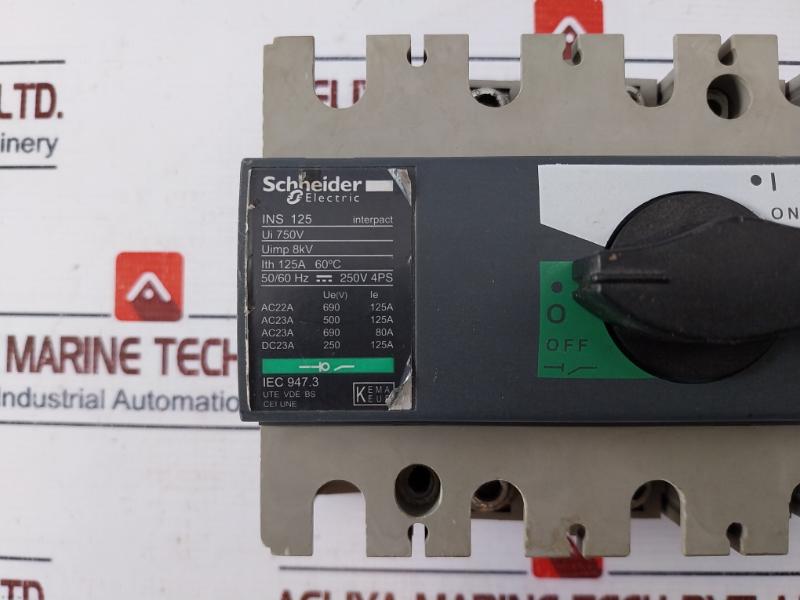 Schneider Electric INS125 Switch Disconnector + Black Rotary Handle 750v