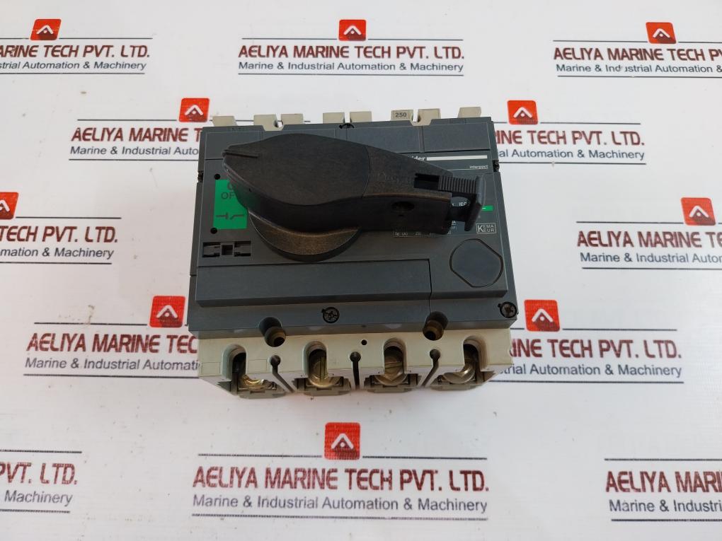 Schneider Electric Ins 250, 4P Switch Disconnector With Black Rotary Handle