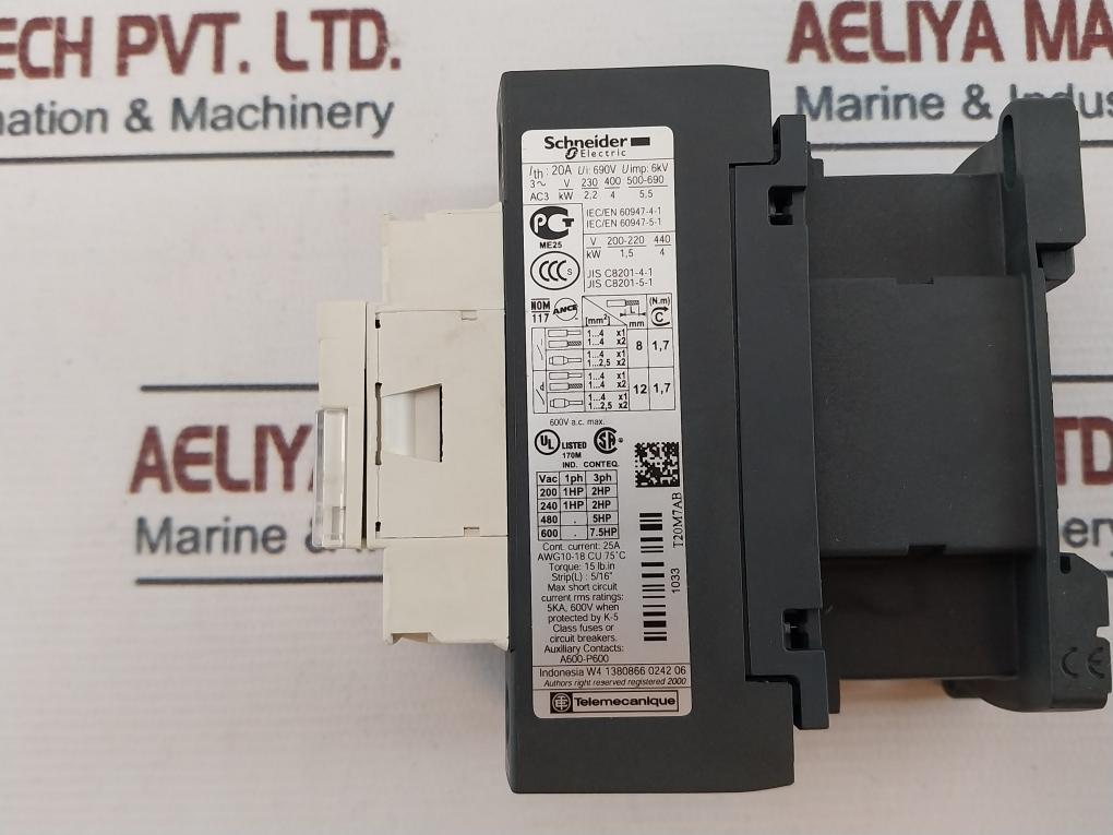 Schneider Electric Lc1Dt20N7 Contactor 415V 50/60Hz