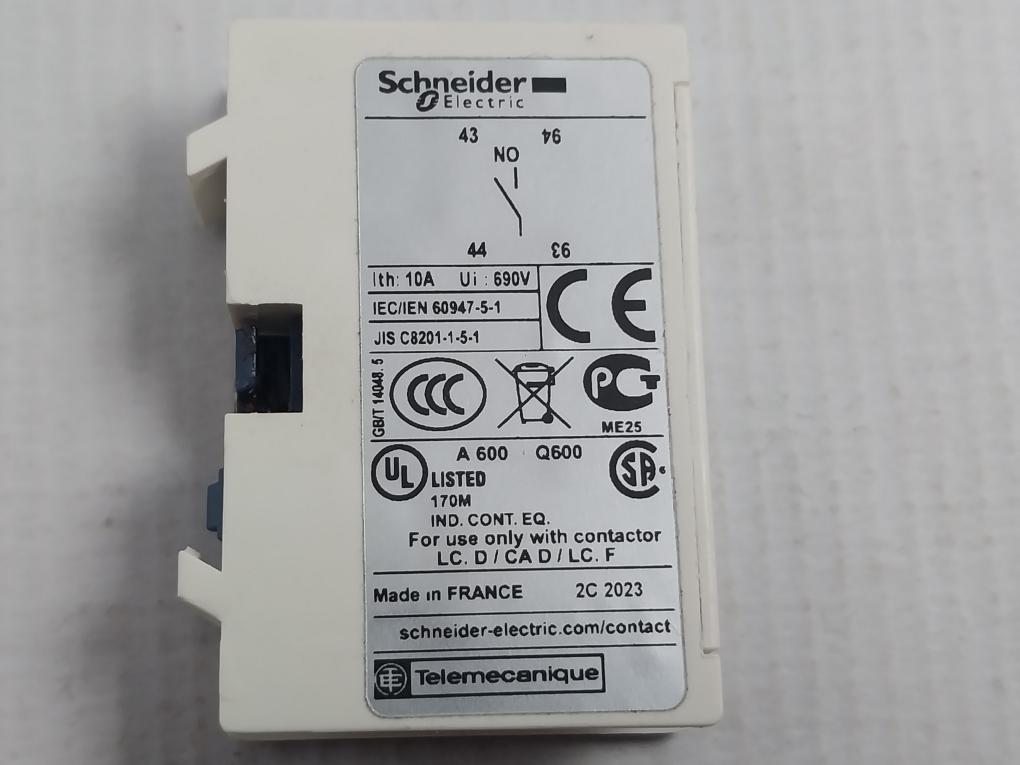 Schneider Electric Ladn10 Auxiliary Contact Block.