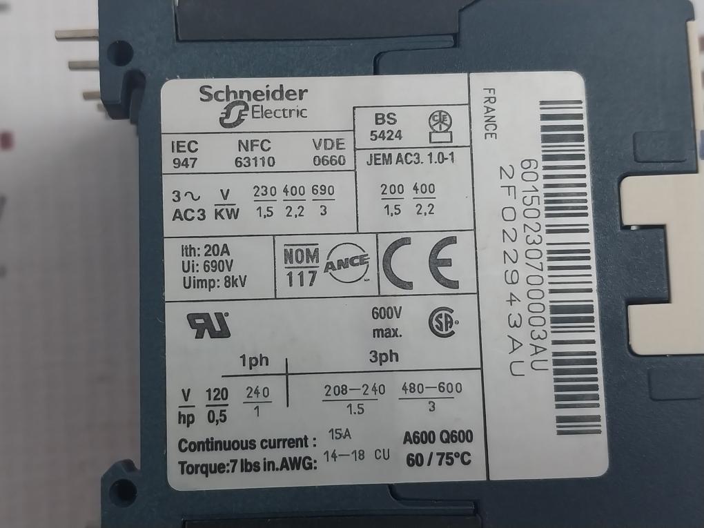 Schneider Electric Lc1K06015P7 Contactor Tesys 690V