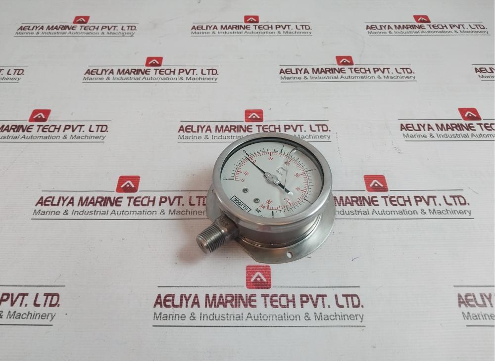 Scotts En 837-1 Pressure Gauge Socket Tube 0590Pg120988 -15 To 60 Psi Aisi 316L