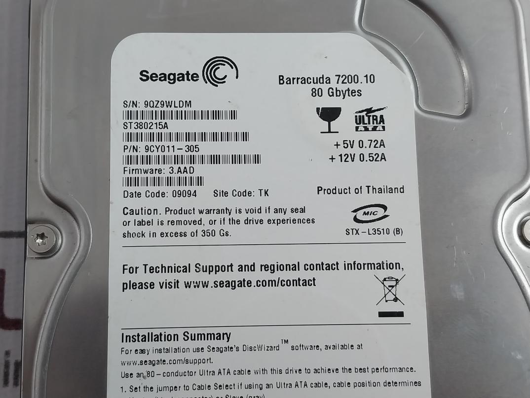 Seagate St380215A Internal Hard Disk Drive 9Cy011-305 80 Gbytes