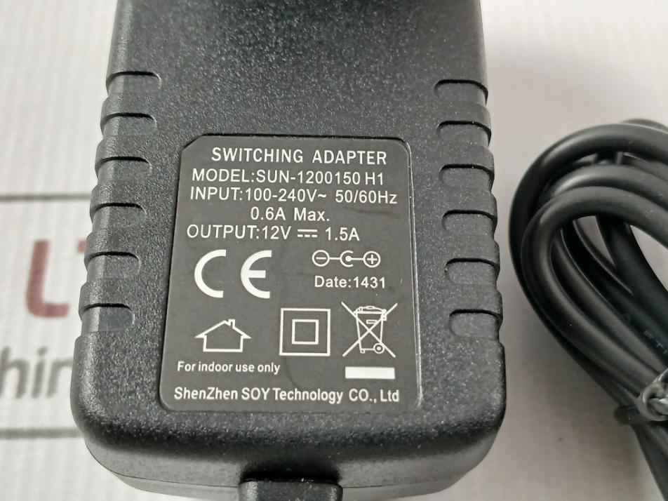 Shenzhen Soy Sun-1200150 H1 Switching Adapter 12Vdc 1.5A