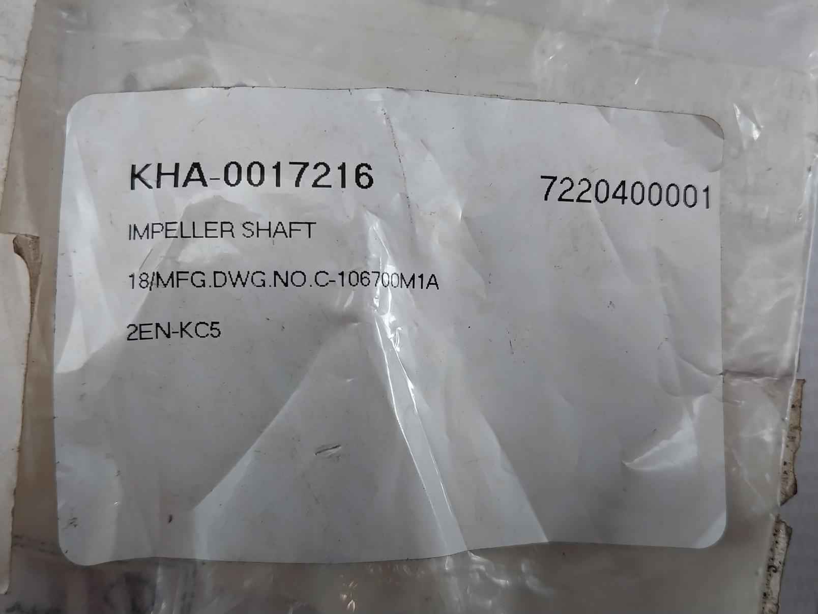 Shinko Impeller Shaft For Feed Pump C-106700M1A