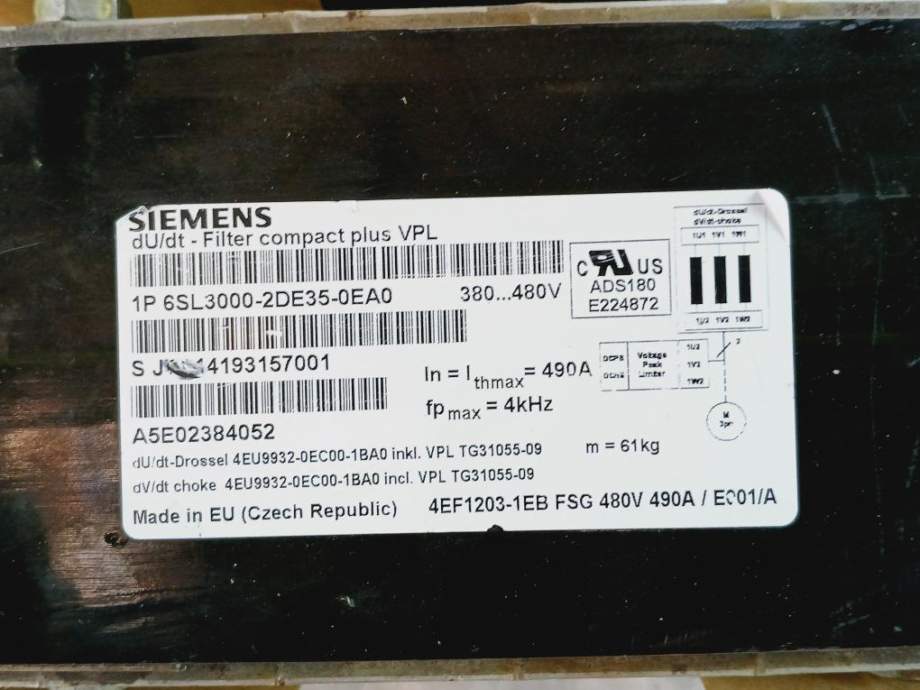 Siemens 1P 6Sl3000-2De35-0Ea0 Du/Dt-filter Compact Plus Vpl
