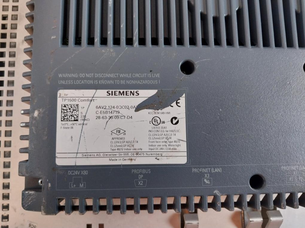Siemens 1P 6Av2 124-0Qc02-0Ax0 Simatic Hmi Comfort Touch Panel