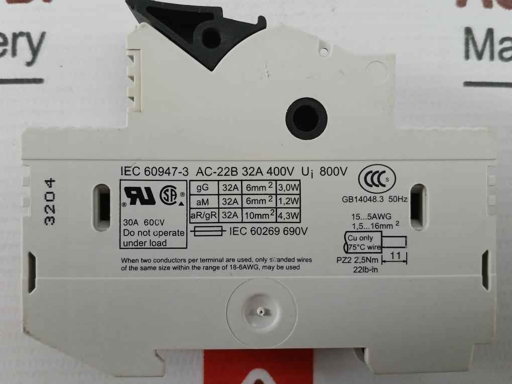 Siemens 3Nc1 091 Fuse Holder Ac-32A 440V