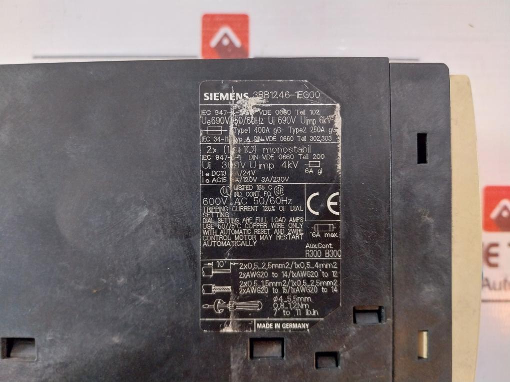 Siemens 3Rb1246-1Eg00 Electronic Overload Relay 690V 50/60Hz 100A
