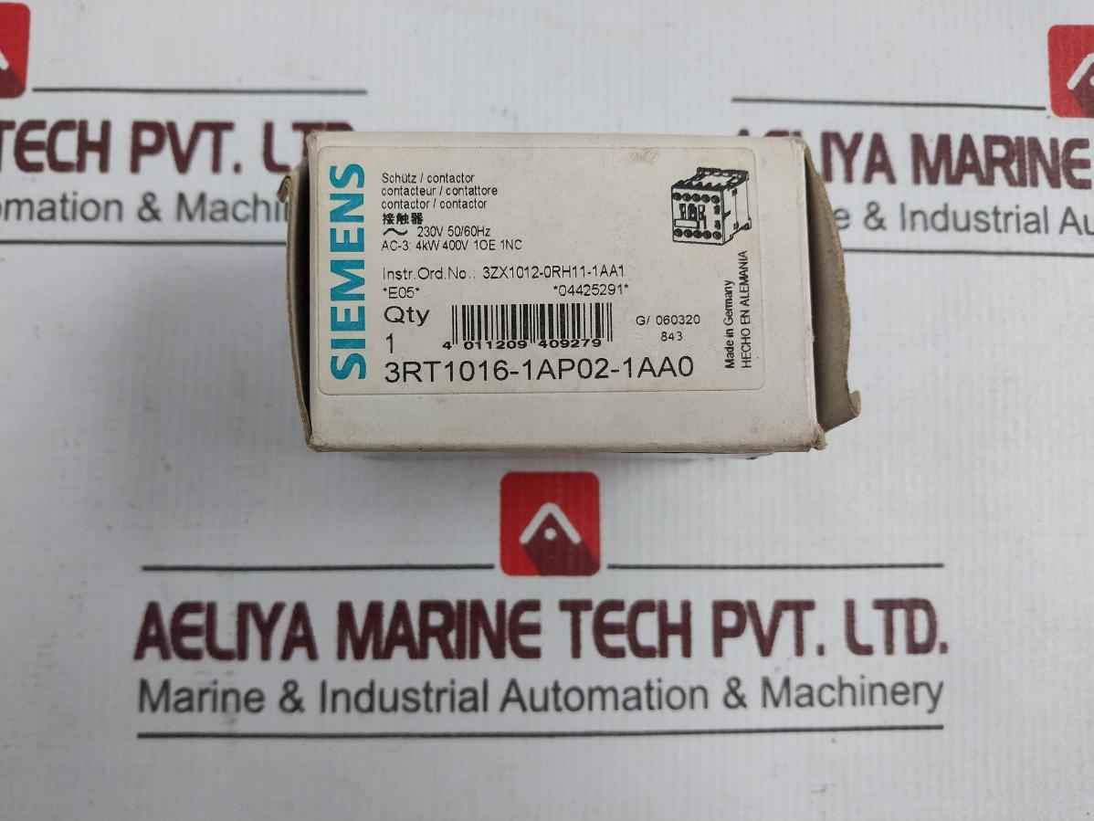 Siemens 3Rt1016-1Ap02-1Aa0 Sirius Contactor (Auto Switch Horizontal Way) 230Vac
