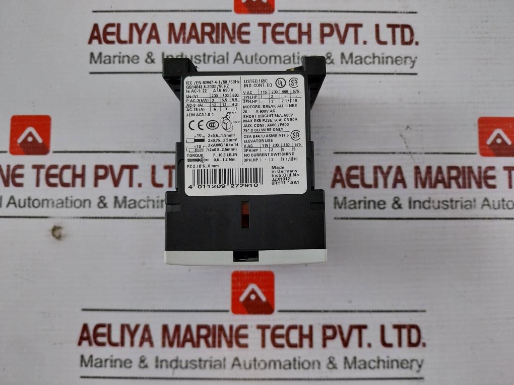Siemens 3Rt1017-1Hb42 Power Contactor 3Zx1012-0Rh11-1Aa1 Dc 17-30V