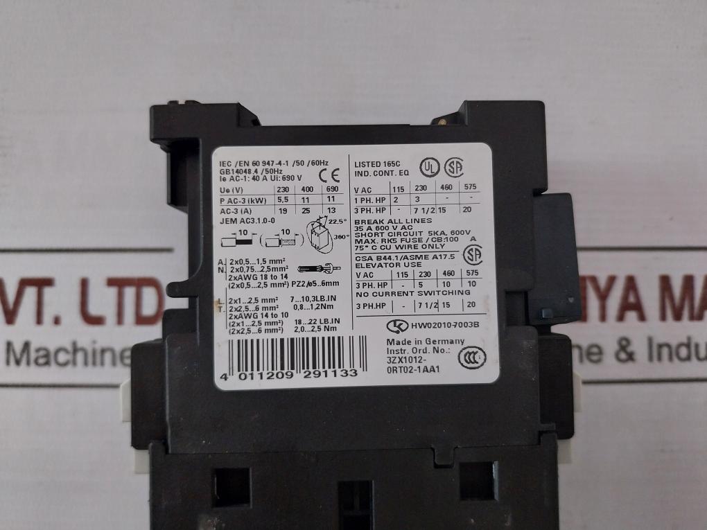 Siemens 3Rt1026-1B..0 Power Contactor 3Rh1921-1Da11 10A/240V