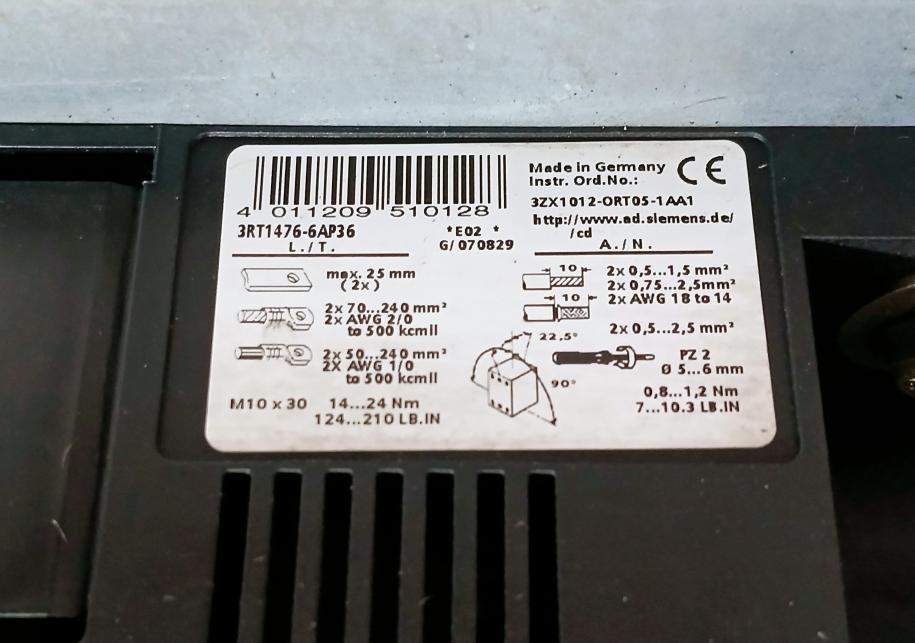 Siemens 3Rt1476-6...6 Clean Power Filter 1P 6Se7036-0Ed83-2Nb1 50/60Hz