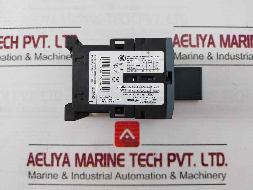 Siemens 3Rt2016-1Bb42 Power Contactor 50/60Hz 50A