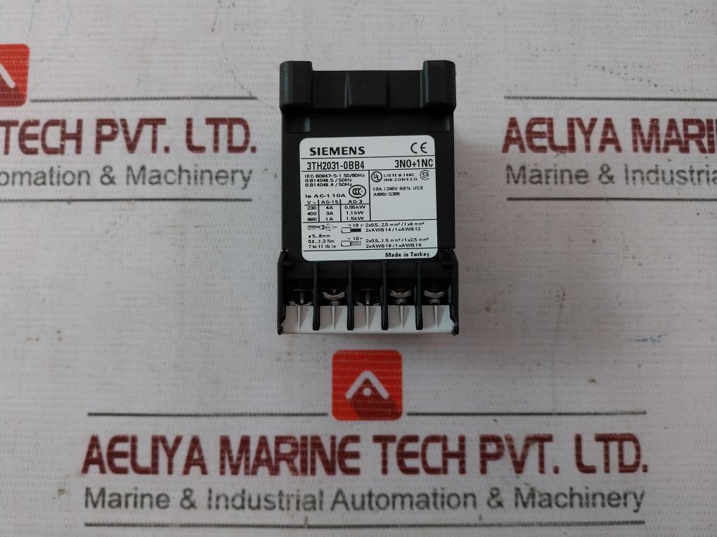 Siemens 3Th2031-0Bb4 Contactor Relay Iec 60947-5-1 50/60Hz Dc 24V