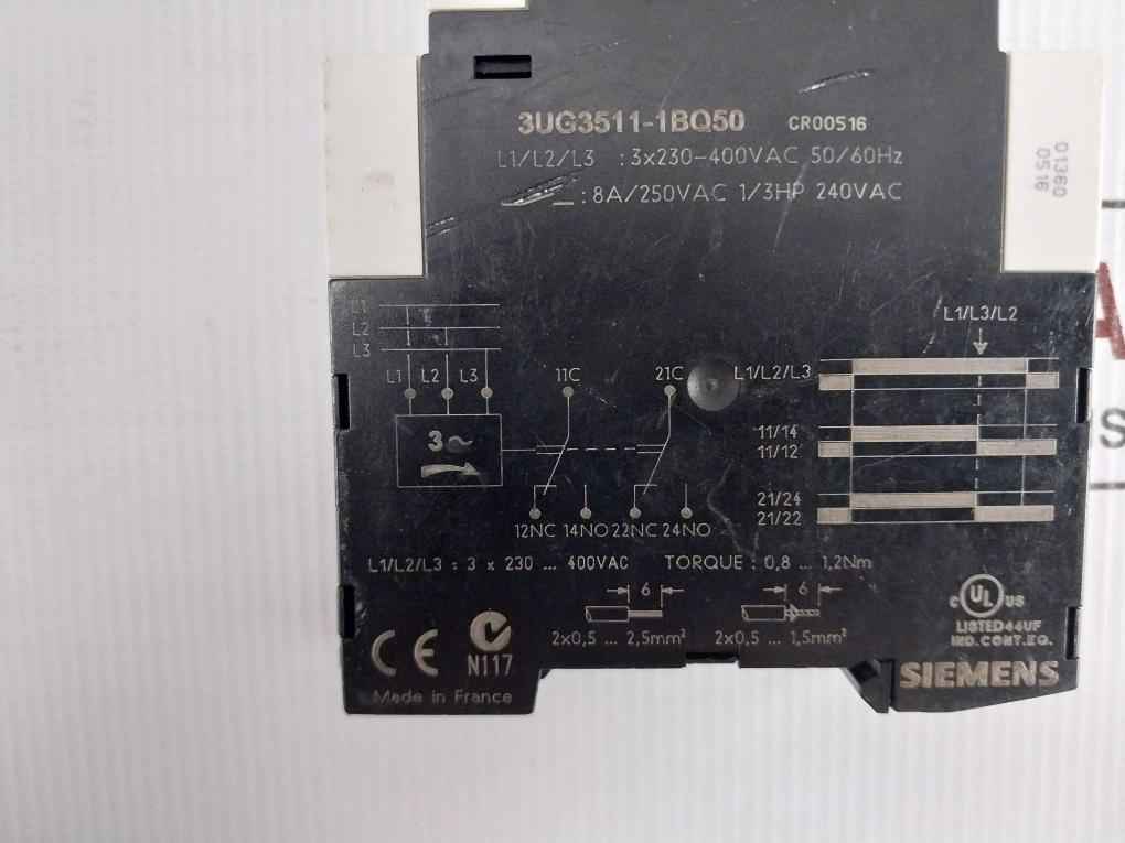 Siemens 3Ug3511-1Bq50 Sequence Relay Cr00516 50/60 Hz