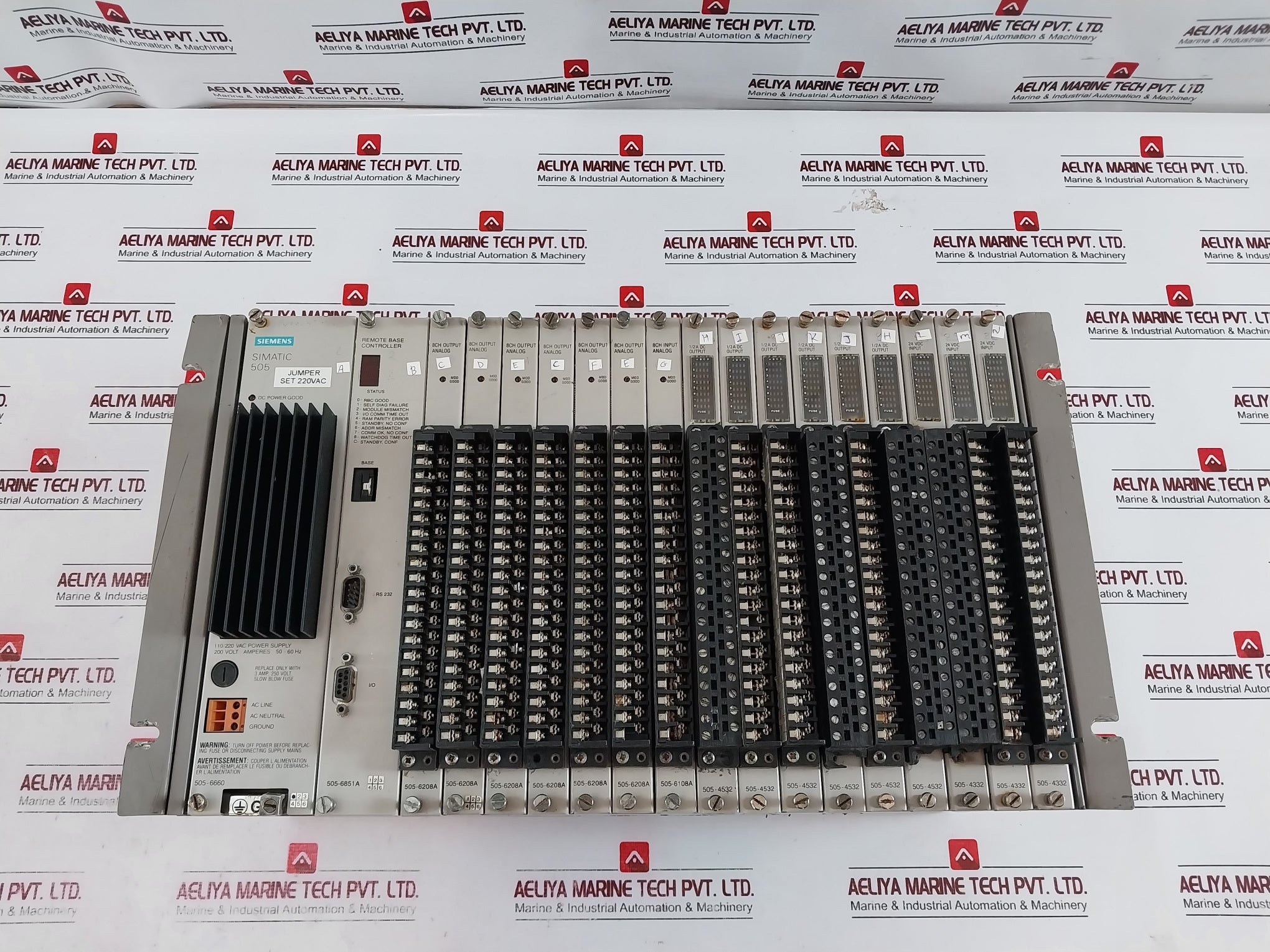 Siemens 505-6660 Power Supply 220Vac + Remote Base Controller + 7X 8Ch Output Analog + 6X 1/2A Dc Output + 3X 24Vdc Input
