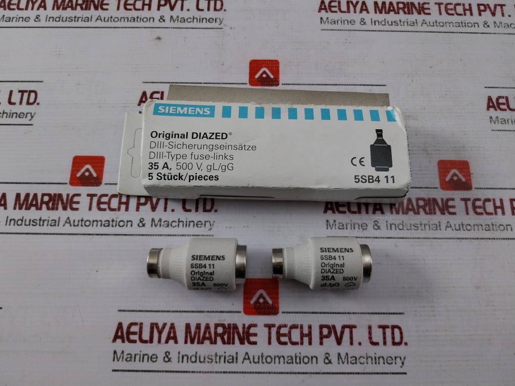 Lot Of 5X Siemens 5Sb4 11 Diazed Fuse Gl/Gg 35A 500V