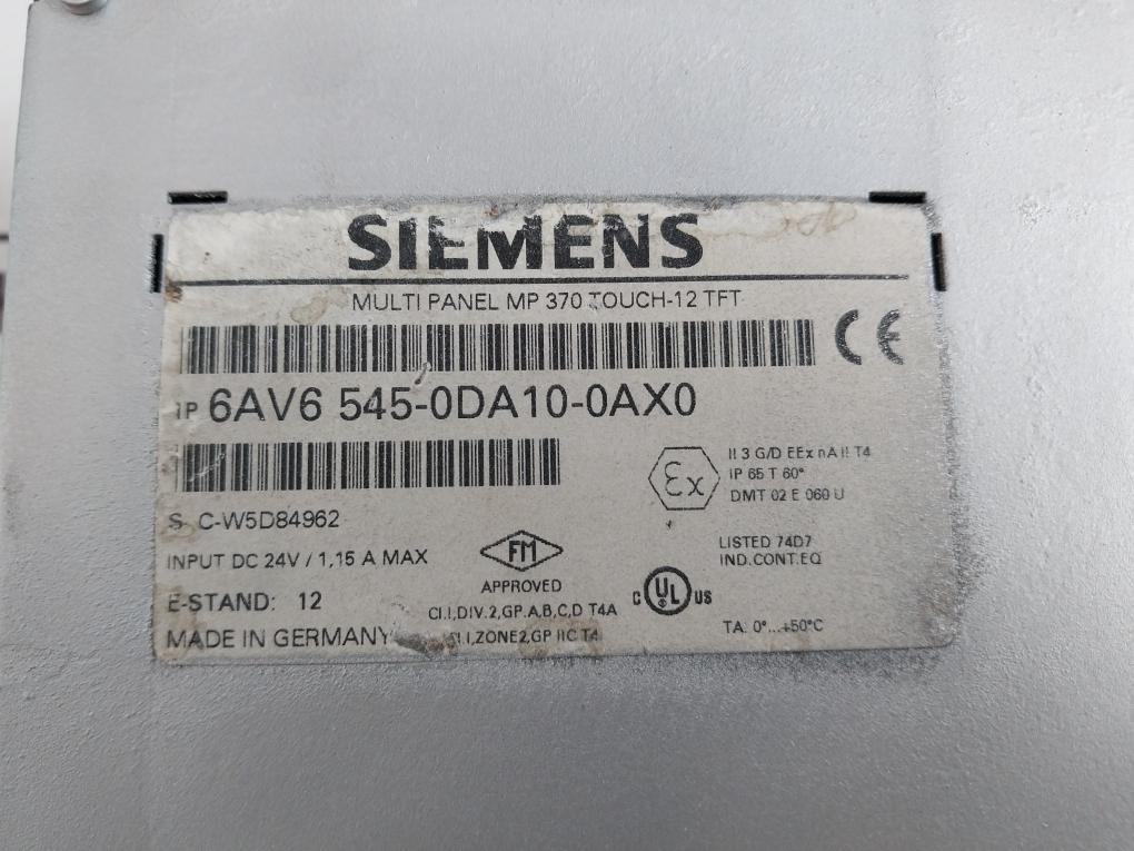 Siemens Simatic 6av6 545-0da10-0ax0 Multi Panel Touch Display