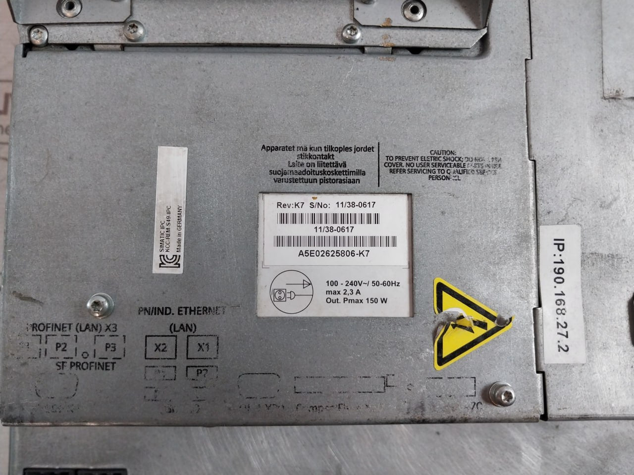 Siemens 6Av7423-2Ac00-0Ca1 Hmi Panel 100-240V-/50-60Hz Max 2,3A